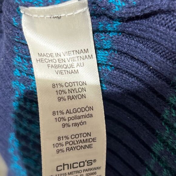 Chico's Women's Multicolor Colorblock Knitted V-Neck Pullover Sweater Medium - Picture 12 of 12